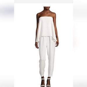 Tibi Strapless Silk Elegant White Jumpsuit